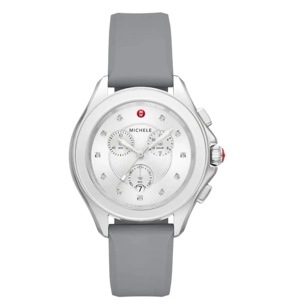Nwt Michele Watch Stainless Steel With Diamond Hour Markers